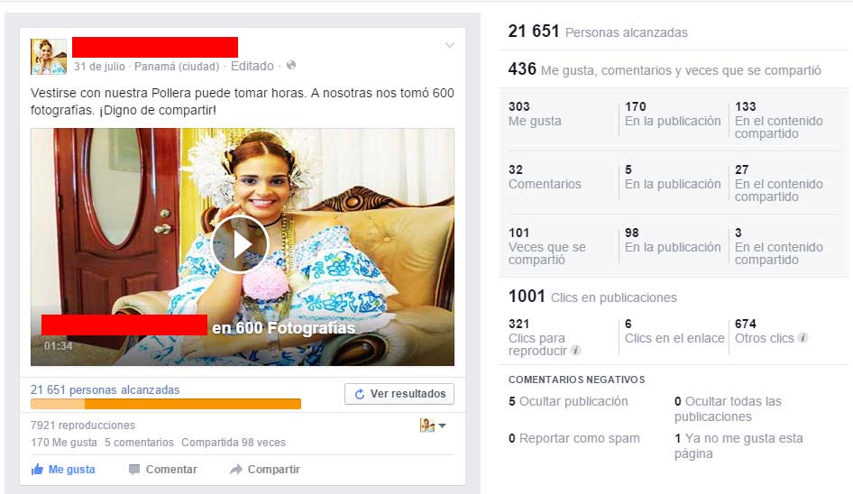 Estadísticas de Promoción de Video en Facebook